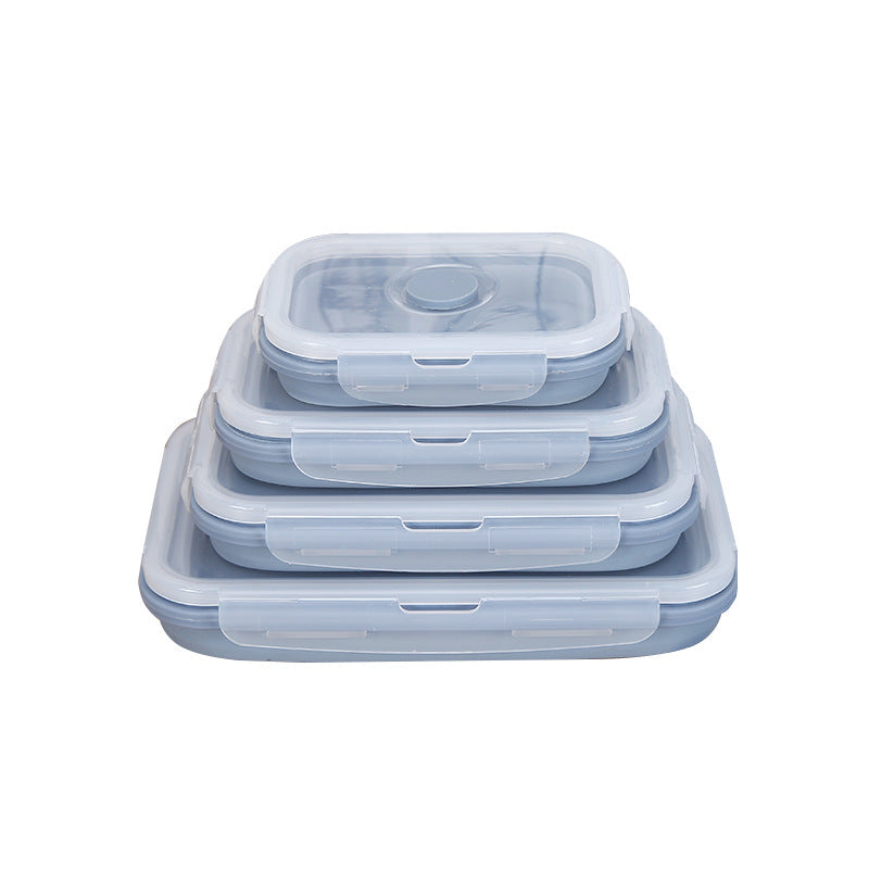Hopfällbara matlådor i silikon – 4-pack med lufttäta lock, platsbesparande design