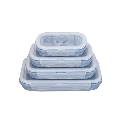 Hopfällbara matlådor i silikon – 4-pack med lufttäta lock, platsbesparande design