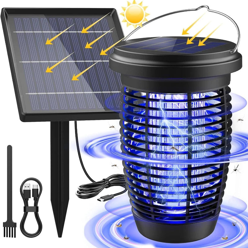 Solar Bug Zapper 2-i-1 Myggkiller Lampa – 4500V Inomhus & Utomhus Fluga Fälla Carvallo