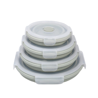 Hopfällbara matlådor i silikon – 4-pack med lufttäta lock, platsbesparande design