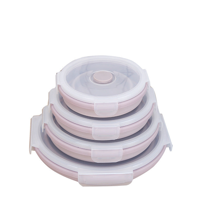 Hopfällbara matlådor i silikon – 4-pack med lufttäta lock, platsbesparande design