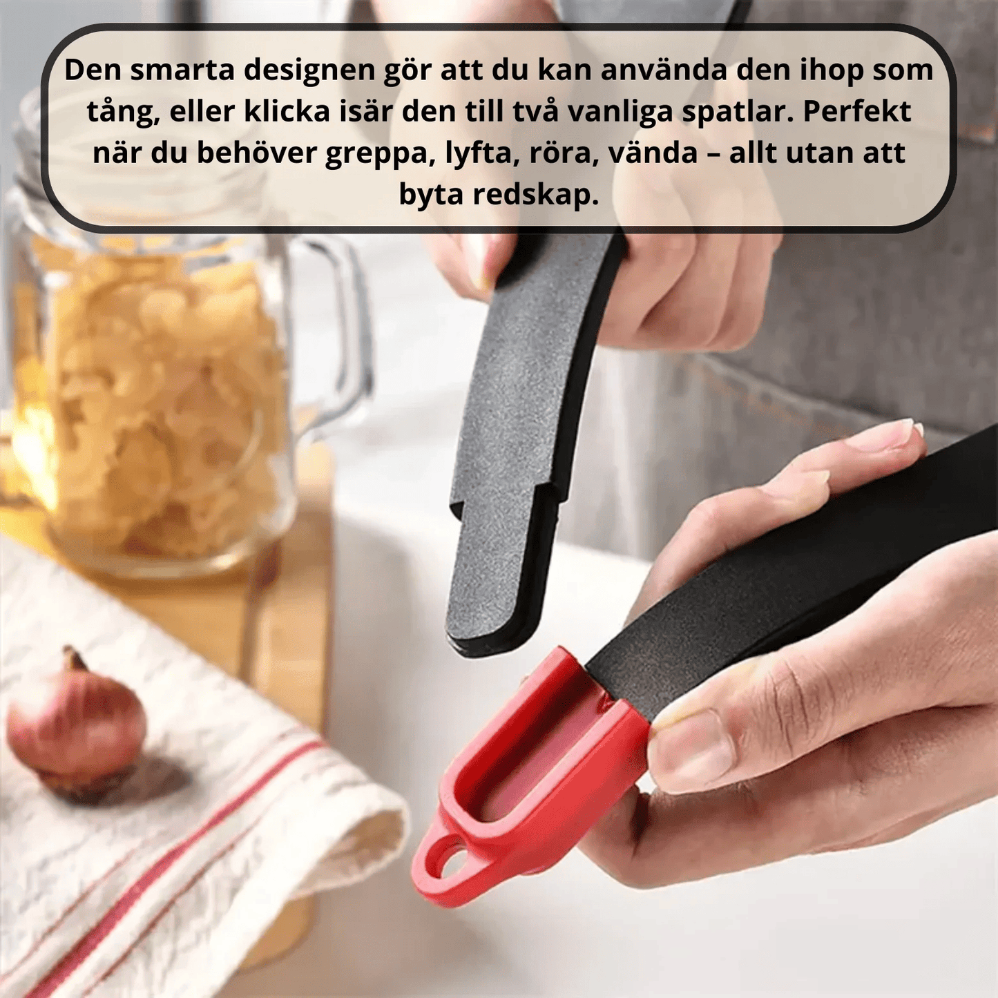 3‑i‑1 Köksredskap – Värmetålig Silikonspatel, Serveringstång för Matlagning och Grill