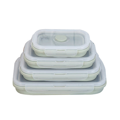 Hopfällbara matlådor i silikon – 4-pack med lufttäta lock, platsbesparande design