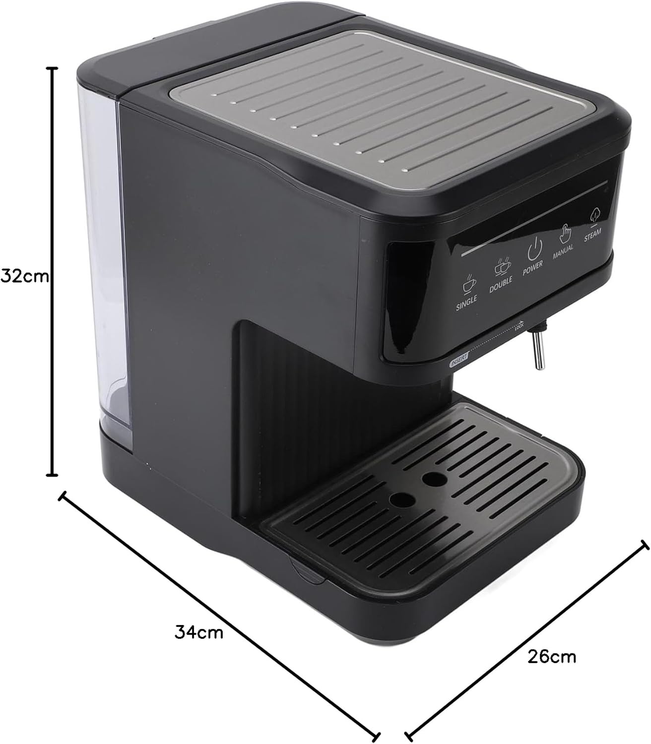 Halvautomatisk Espressomaskin med Mjölkskummare – 1,5L – Manuell – 850W – Baristakvalitet