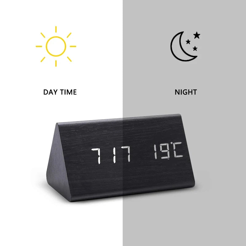 EcoLED Clock - Digitalt trälarm med röststyrning MILA Sverige