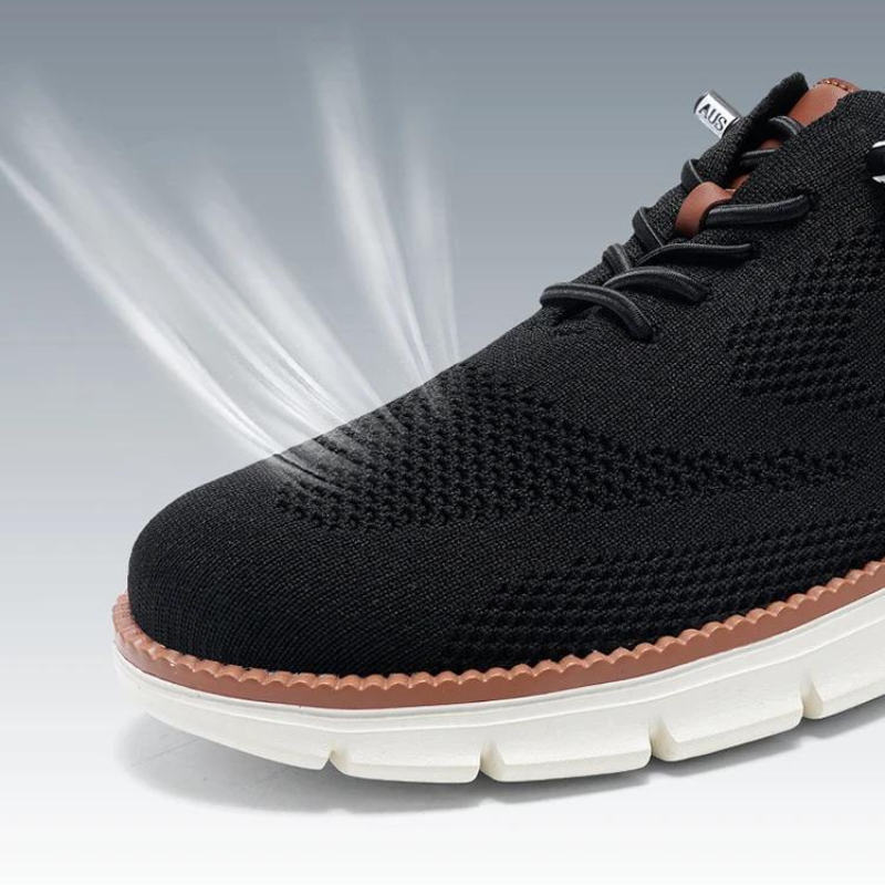 "Andningsbara herrsneakers med EVA-sula, vit meshovandel för bättre ventilation och komfort, halkfri design."