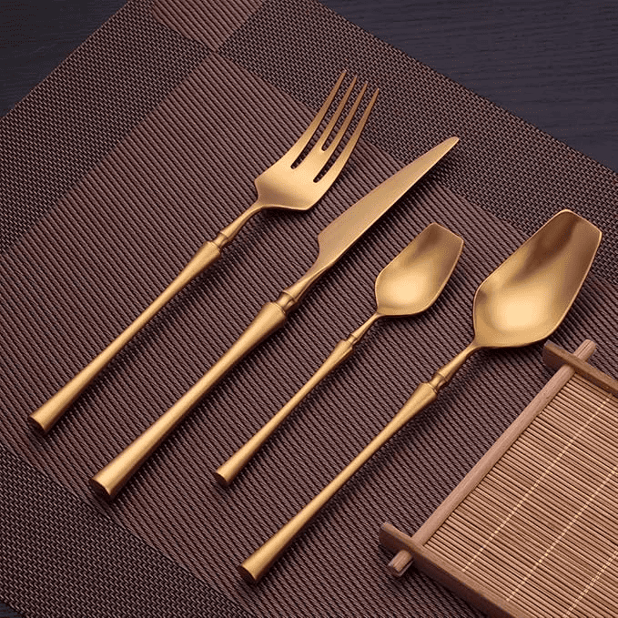 Elegant 24-Piece Stainless Steel Flatware Set in Gold and Silver