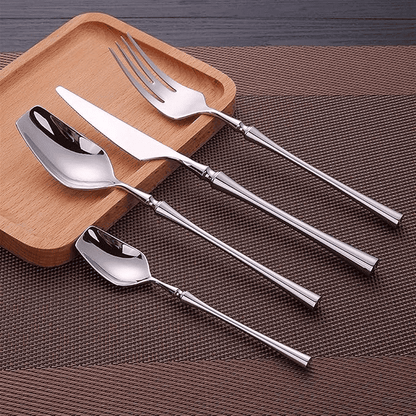 Fine 24-Piece Stainless Steel Flatware Set in Gold and Silver