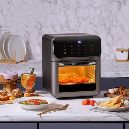 Digital Airfryer med Fönster – 12L Varmluftsfritös för Hälsosam Matlagning med Touchskärm