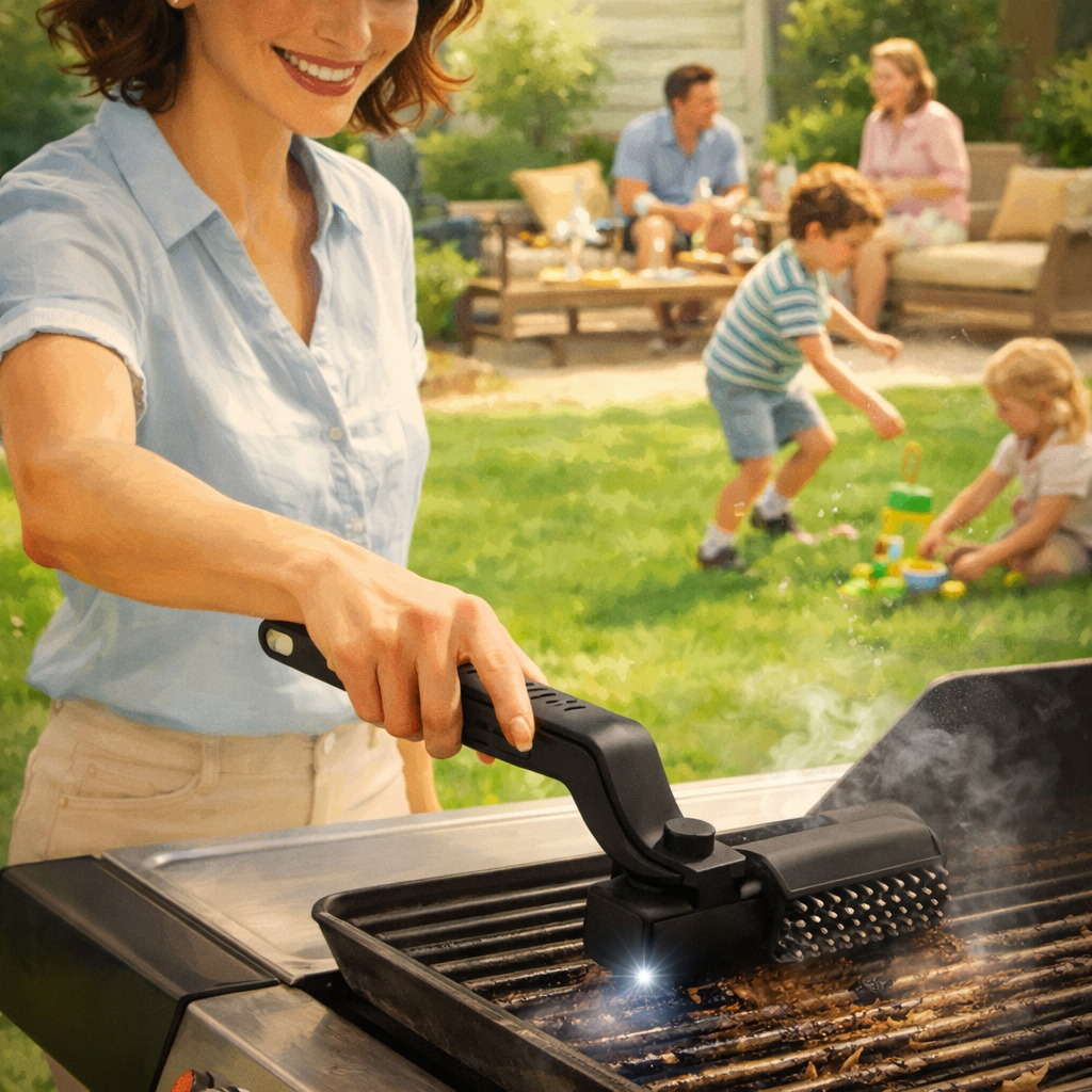 Elektrisk Grillborste – Kraftfull BBQ Rengöringsborste Trådlös USB | Rengör Grill Snabbt & Enkelt - Svart