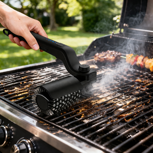 Elektrisk Grillborste – Kraftfull BBQ Rengöringsborste Trådlös USB | Rengör Grill Snabbt & Enkelt - Svart