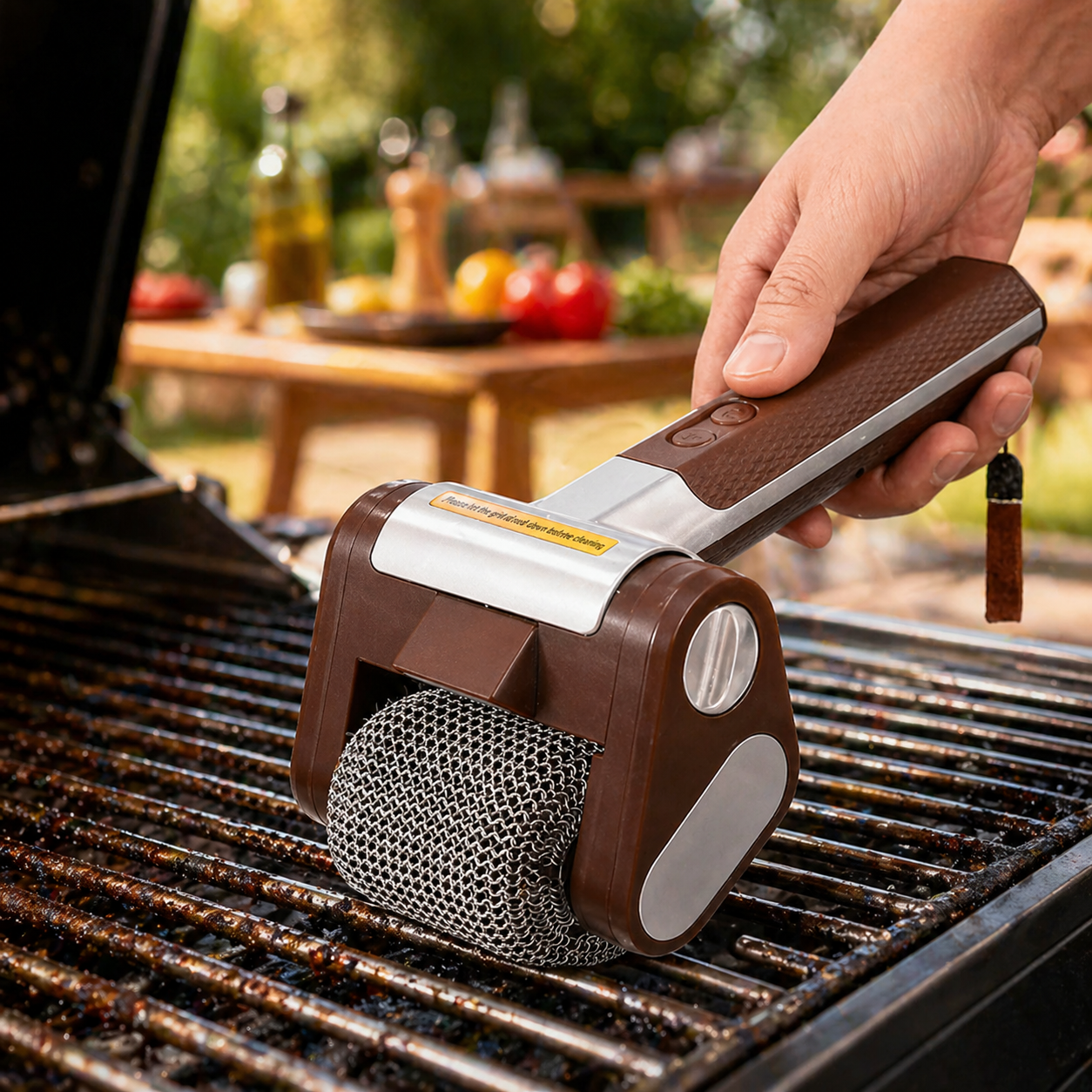 Elektrisk trådlös grillborste för BBQ, kraftfull grillrengörare