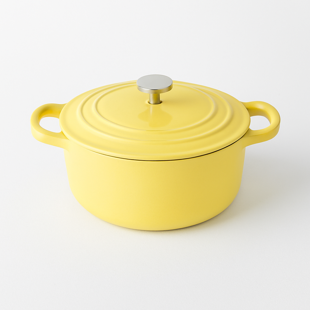 Emaljerad Gjutjärnsgryta 22 cm – Non-Stick, Värmebevarande, Med Lock