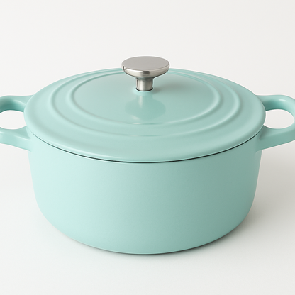 Emaljerad Gjutjärnsgryta 22 cm – Non-Stick, Värmebevarande, Med Lock