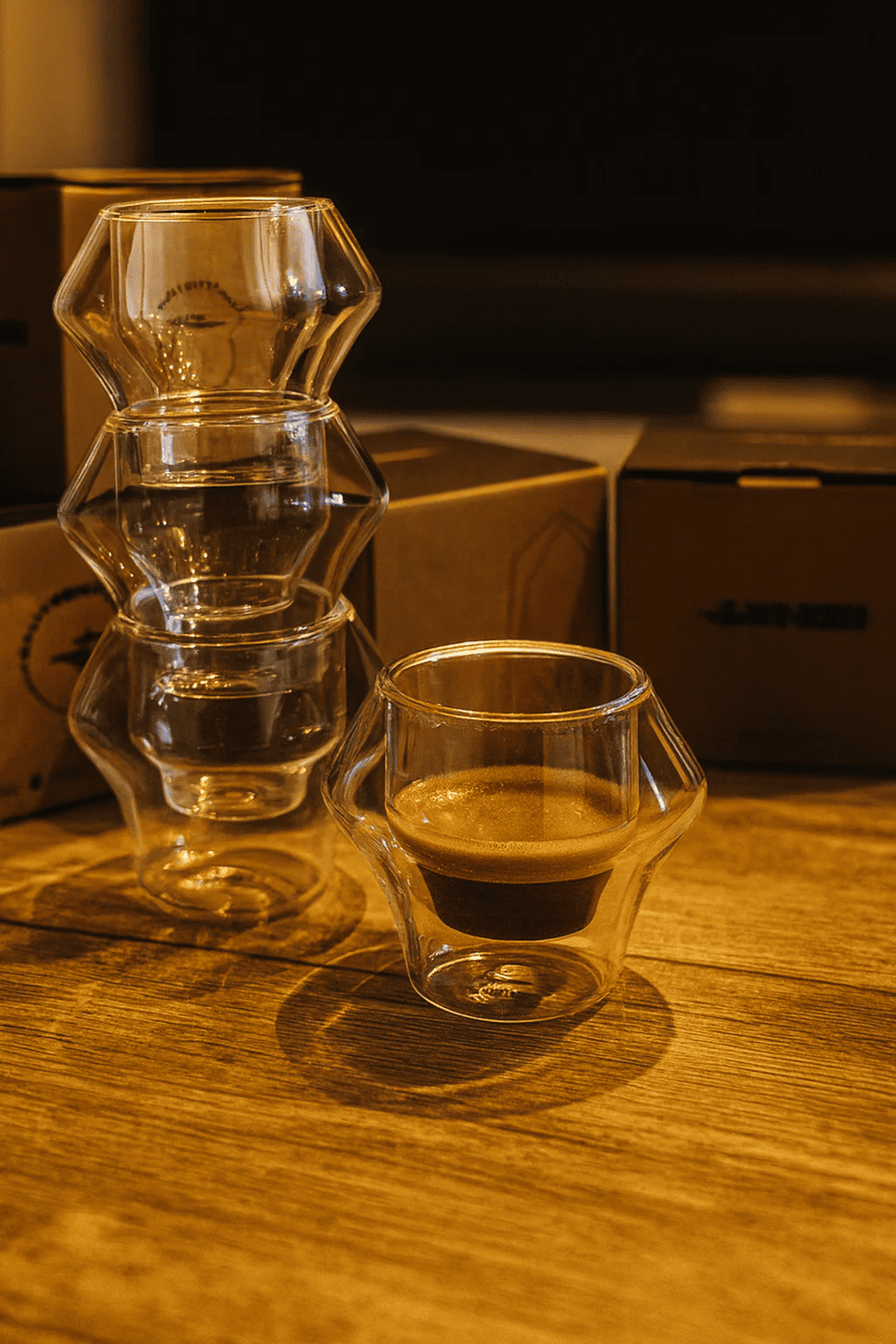 60 ml dubbelväggig borosilikat espressokopp i glas