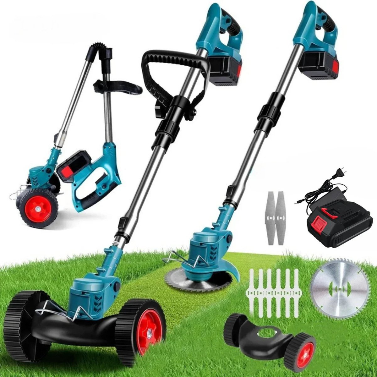 GreenStride 36V Battery Lawn Trimmer With Wheel Guide For Back Friendly Work