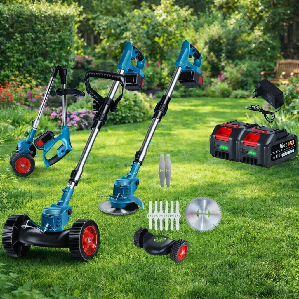 GreenStride 36V Battery Lawn Trimmer With Wheel Guide For Back Friendly Work