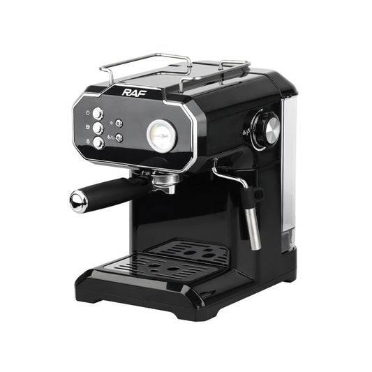 Halvautomatisk espressomaskin med mjölkskummare och portafilter, svart, 1,5L, 850W