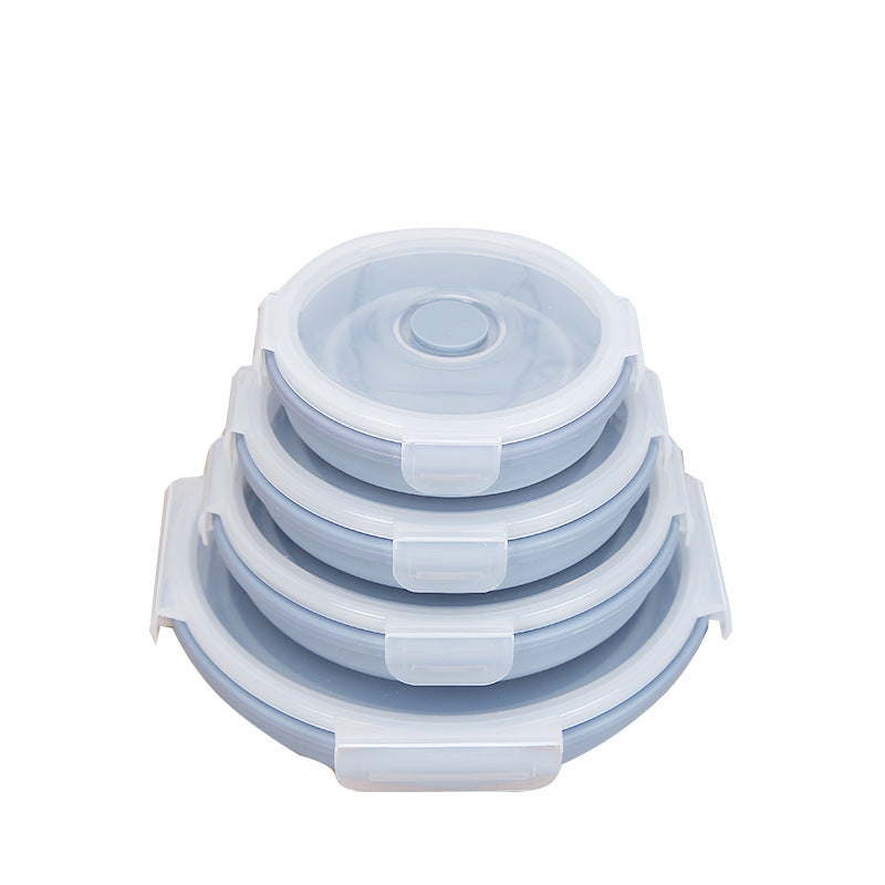 Hopfällbara matlådor i silikon – 4-pack med lufttäta lock, platsbesparande design