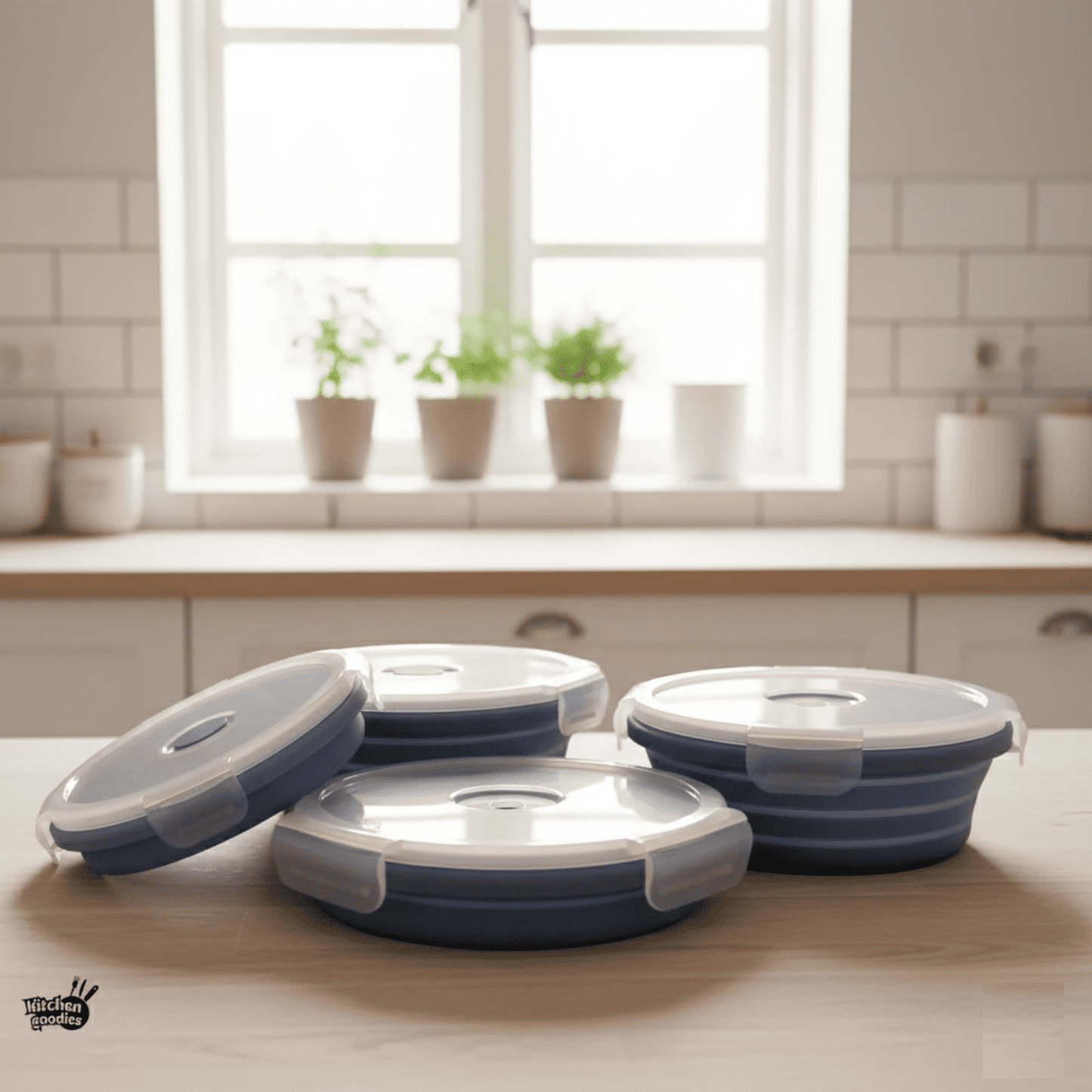 Hopfällbara matlådor i silikon – 4-pack med lufttäta lock, platsbesparande design