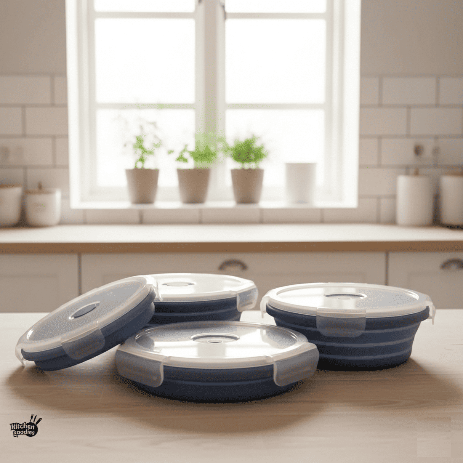 Hopfällbara matlådor i silikon – 4-pack med lufttäta lock, platsbesparande design