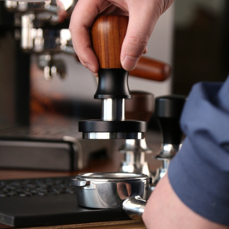 Justerbar tamper 58 mm för espresso och kaffemaskin, i rostfritt stål för barista och hemmakaffe.