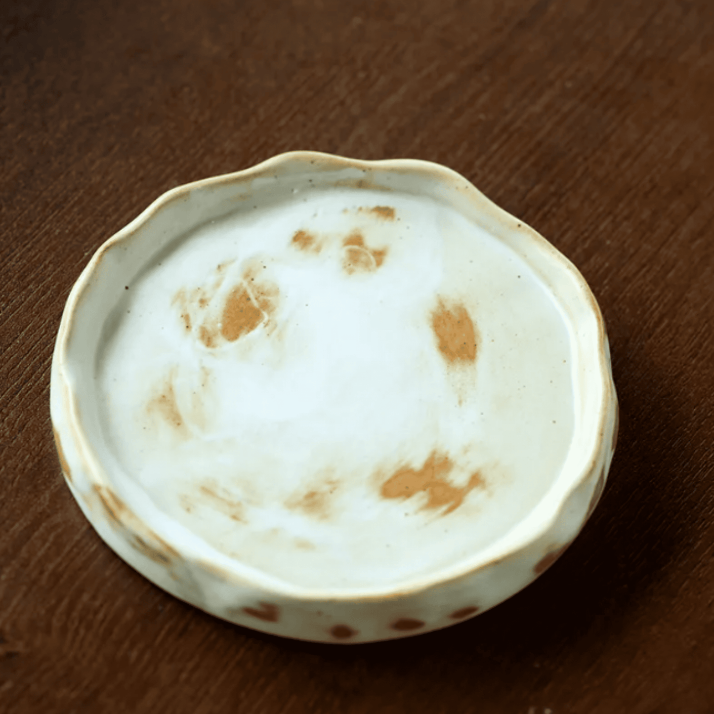 Kaffekopp med fat i keramik – Handgjord retro stengodskopp 270 ml