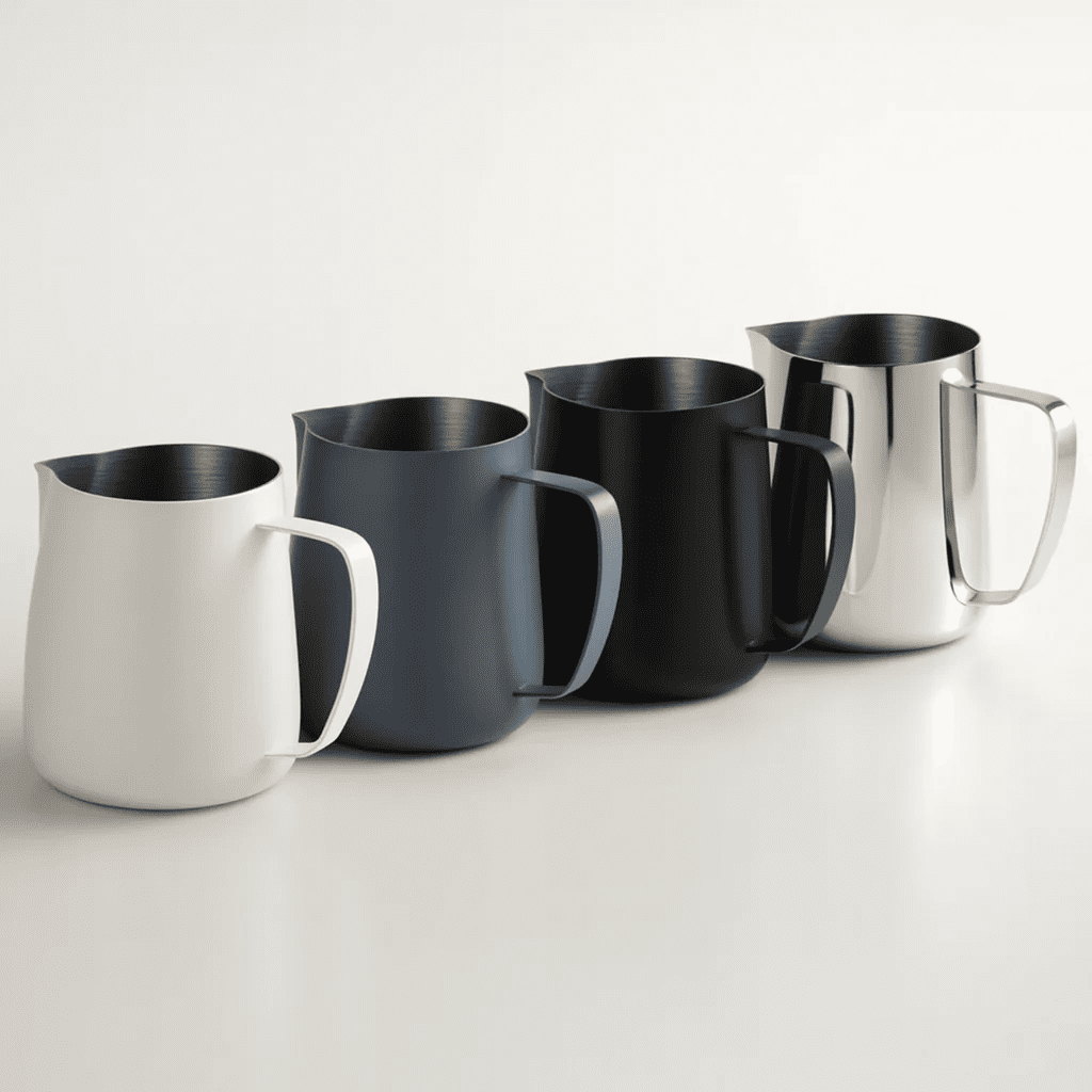 Mjölkkanna 450 ml i Rostfritt Stål – Nordisk Stil Mjölkskumningskanna för Espresso, Latte & Cappuccino