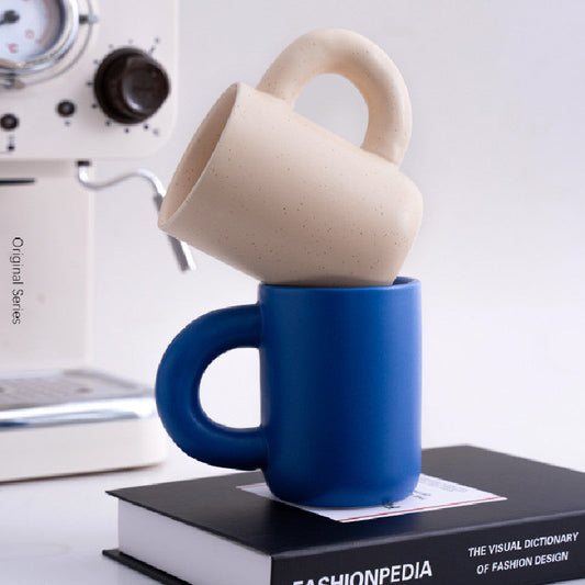 Handcrafted Antik INS-style ceramic coffee mug with handle, 200-300ml capacity