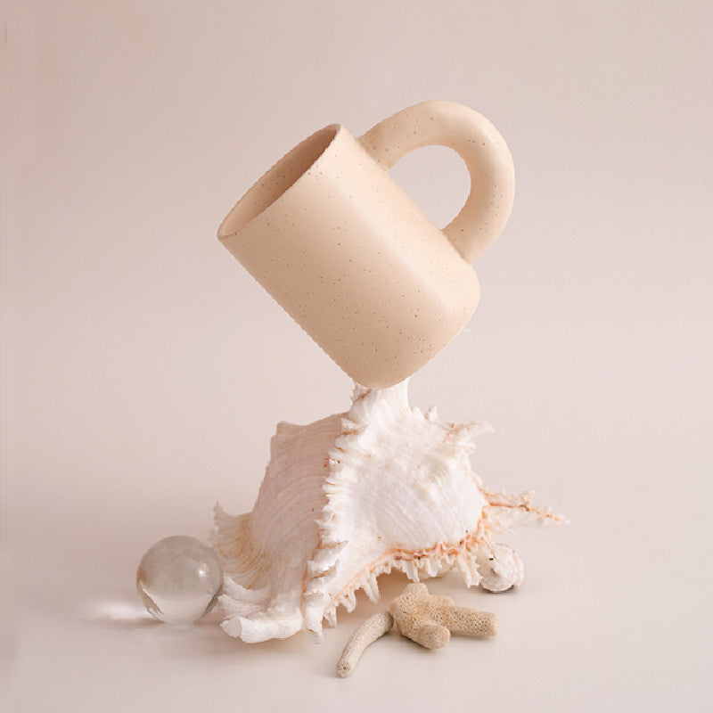 Handcrafted Antik INS-style ceramic coffee mug with handle, 200-300ml capacity