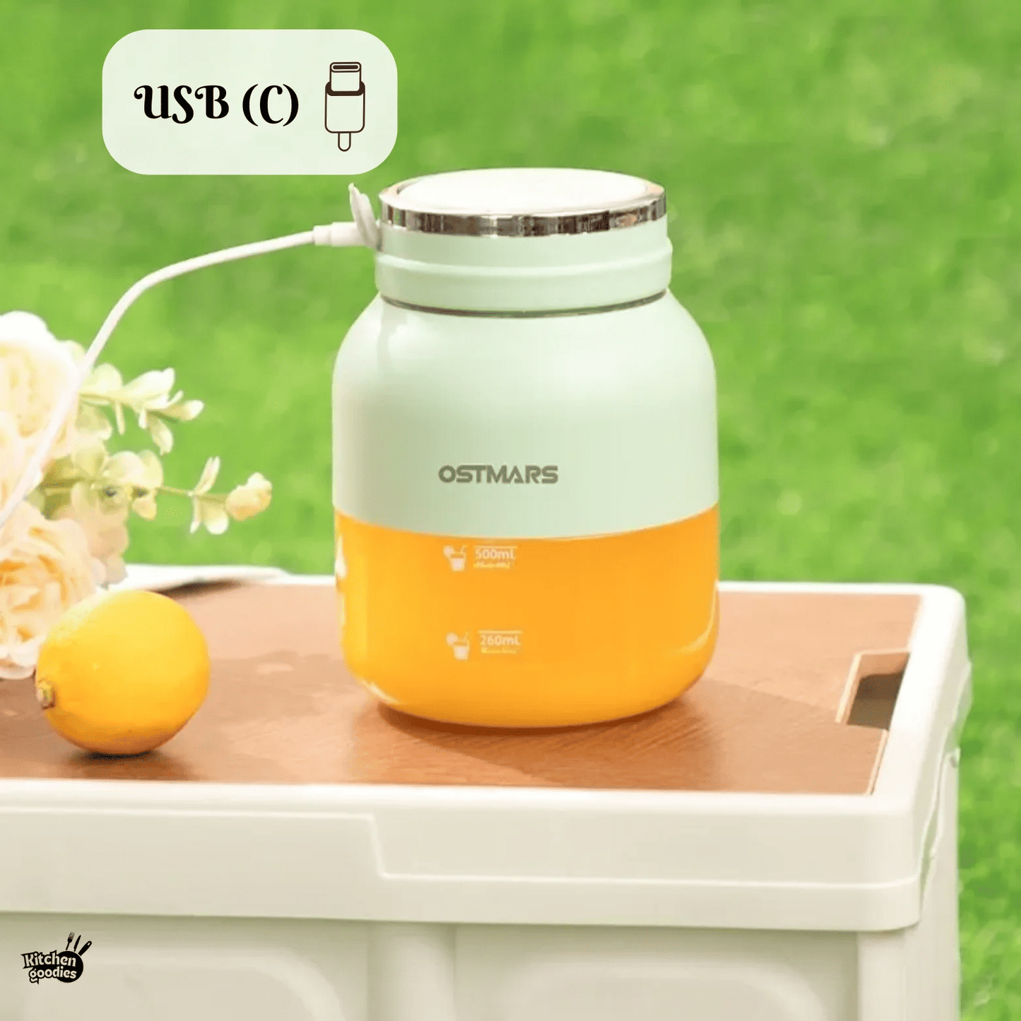 Portabel Juiceflaska med Mixer – 500ml Bärbar Smoothieflaska med Volymmarkering