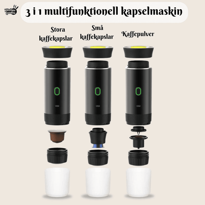 Trådlös espresso-maskin för kapslar och mält kaffe