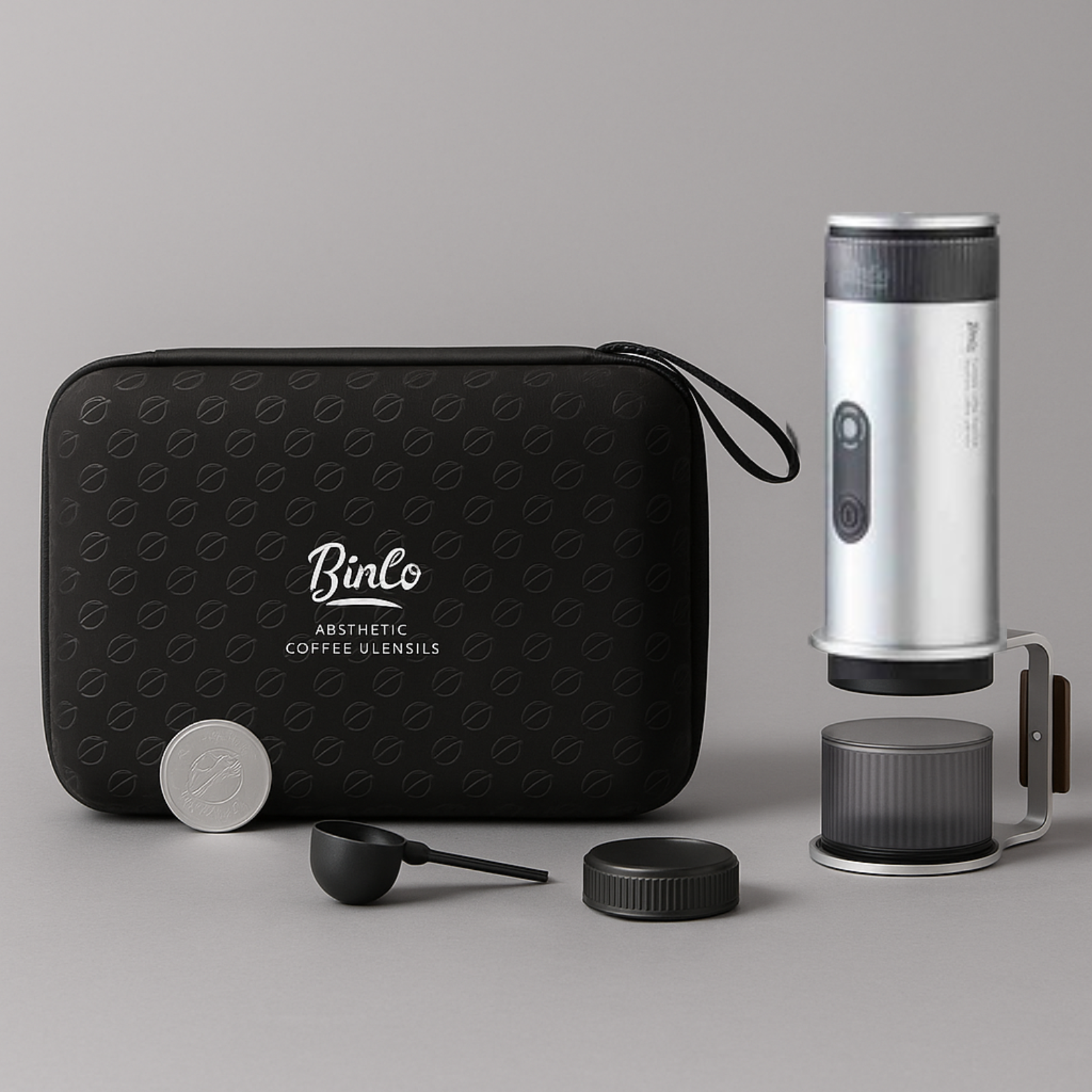 Portabel Kaffemaskin för Espresso – 15 Bar Tryck, Rostfritt Stål, 80 ml Vattentank, Uppladdningsbar, Silver, Svart , Lila och grön