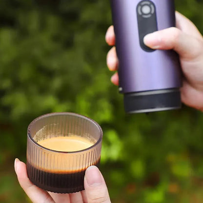 Portabel Kaffemaskin för Espresso – 15 Bar Tryck, Rostfritt Stål, 80 ml Vattentank, Uppladdningsbar, Silver, Svart , Lila och grön