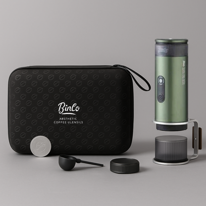 Portabel Kaffemaskin för Espresso – 15 Bar Tryck, Rostfritt Stål, 80 ml Vattentank, Uppladdningsbar, Silver, Svart , Lila och grön
