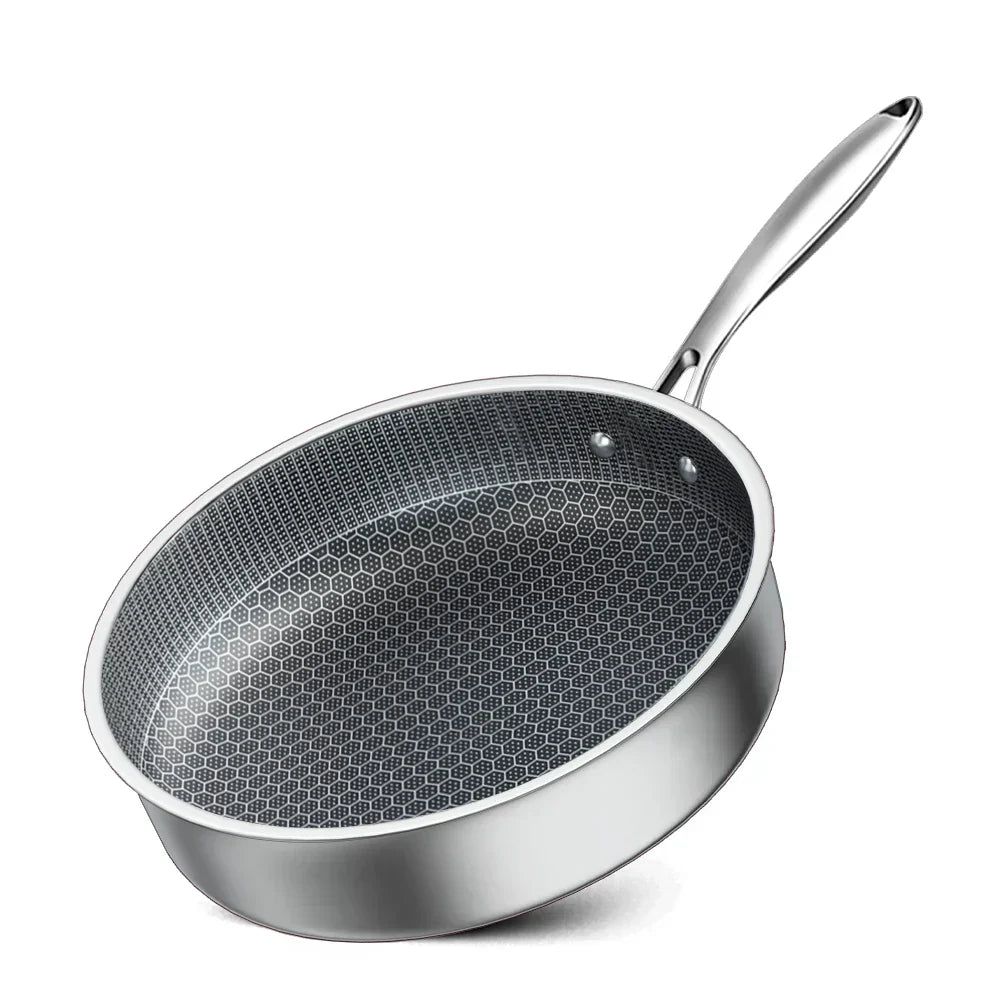 Honeycomb Non Stick Stekpanna i Rostfritt Stål – 3-Lagers Stekpanna för Induktion & Alla Spisar Hemnix