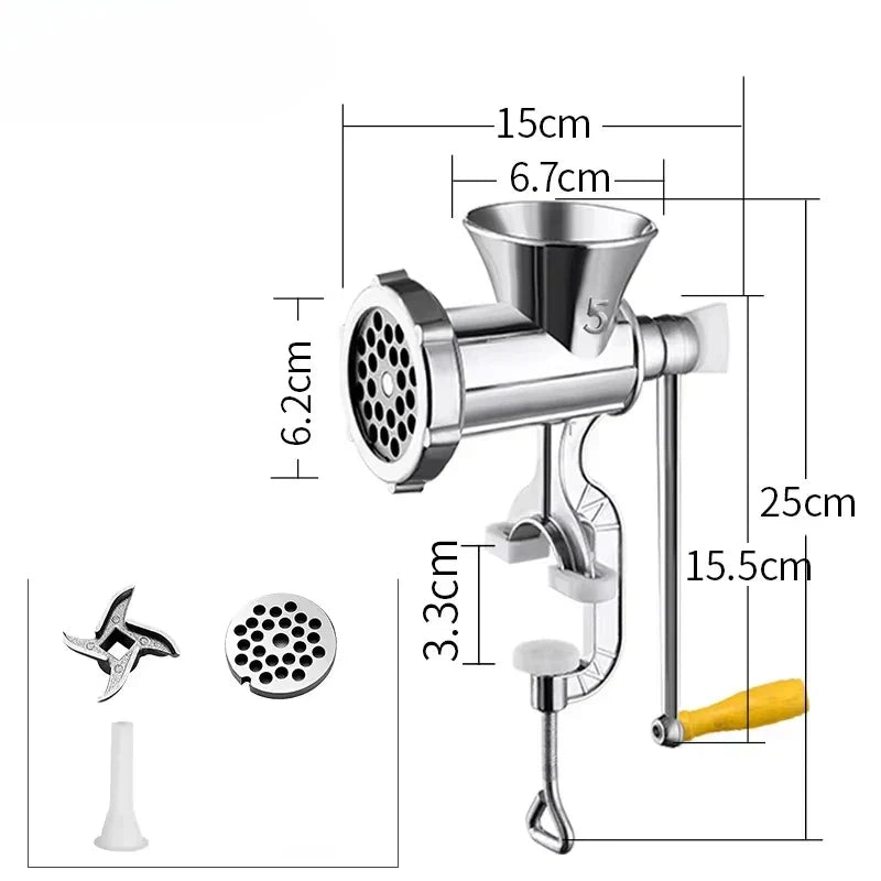 Carvallo-Köttkvarn MeatMaster ProManuell | Rostfritt stål med bordsfäste | För kött, grönsaker & korvfyllning | 20×15 cm Carvallo