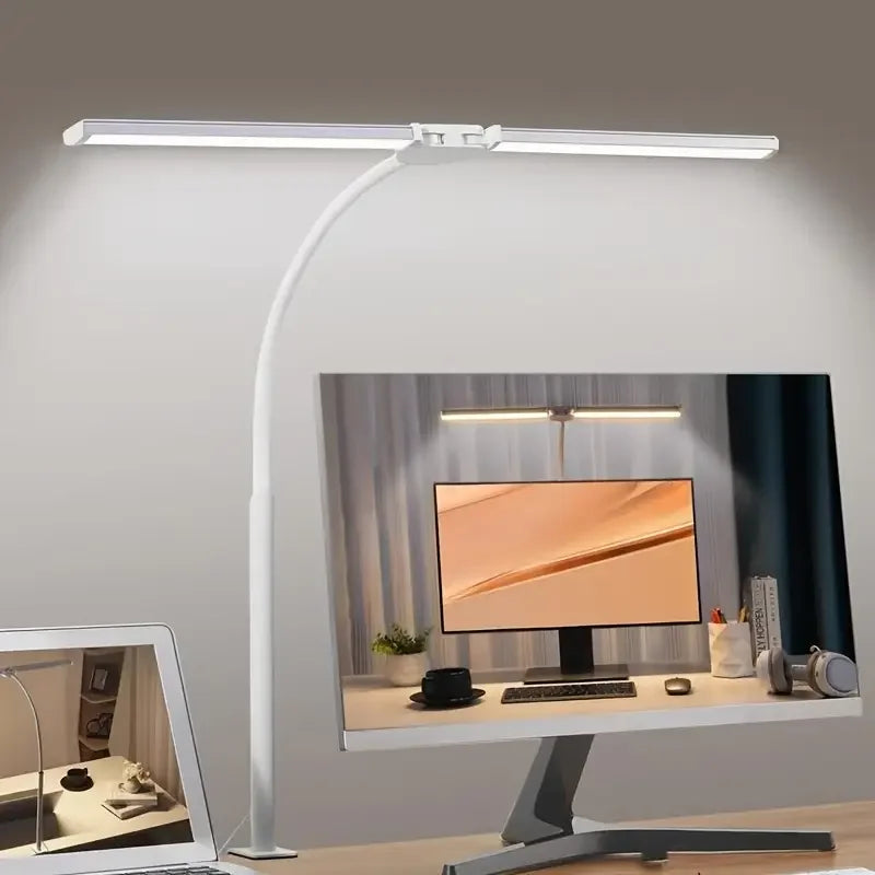 Dubbelhuvud Dimmbar LED Skrivbordslampa med Klämma för Hemmakontor Carvallo