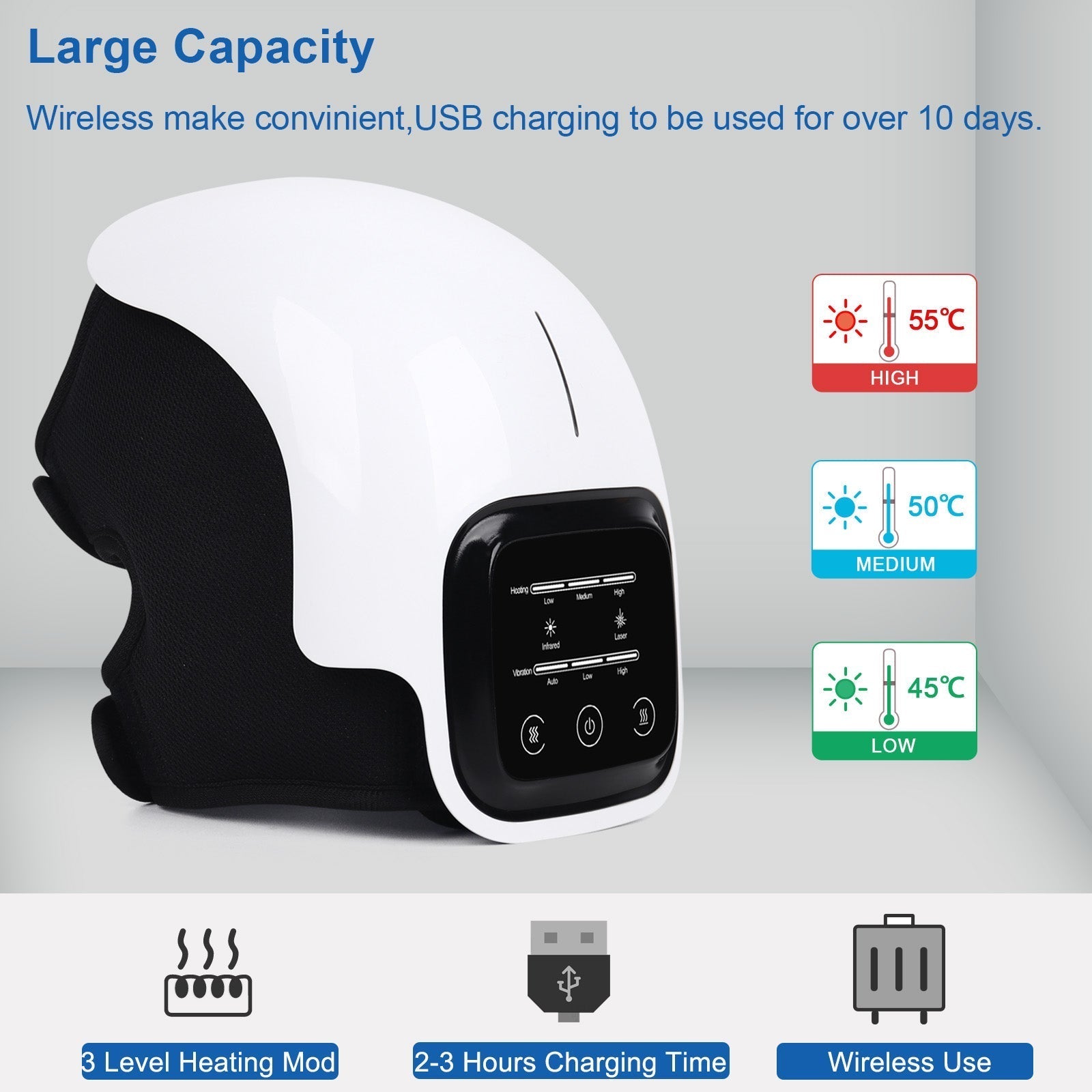 Smart Elektrisk Knä Massager Med Värme & Infraröd Terapi Carvallo