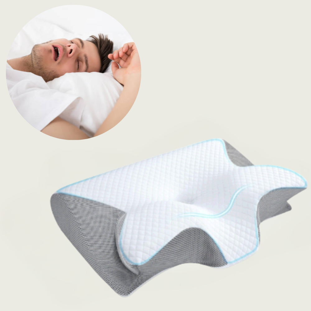 Anti-Snark Kudde | Ergonomiskt Nack- och Huvudstöd | Vit