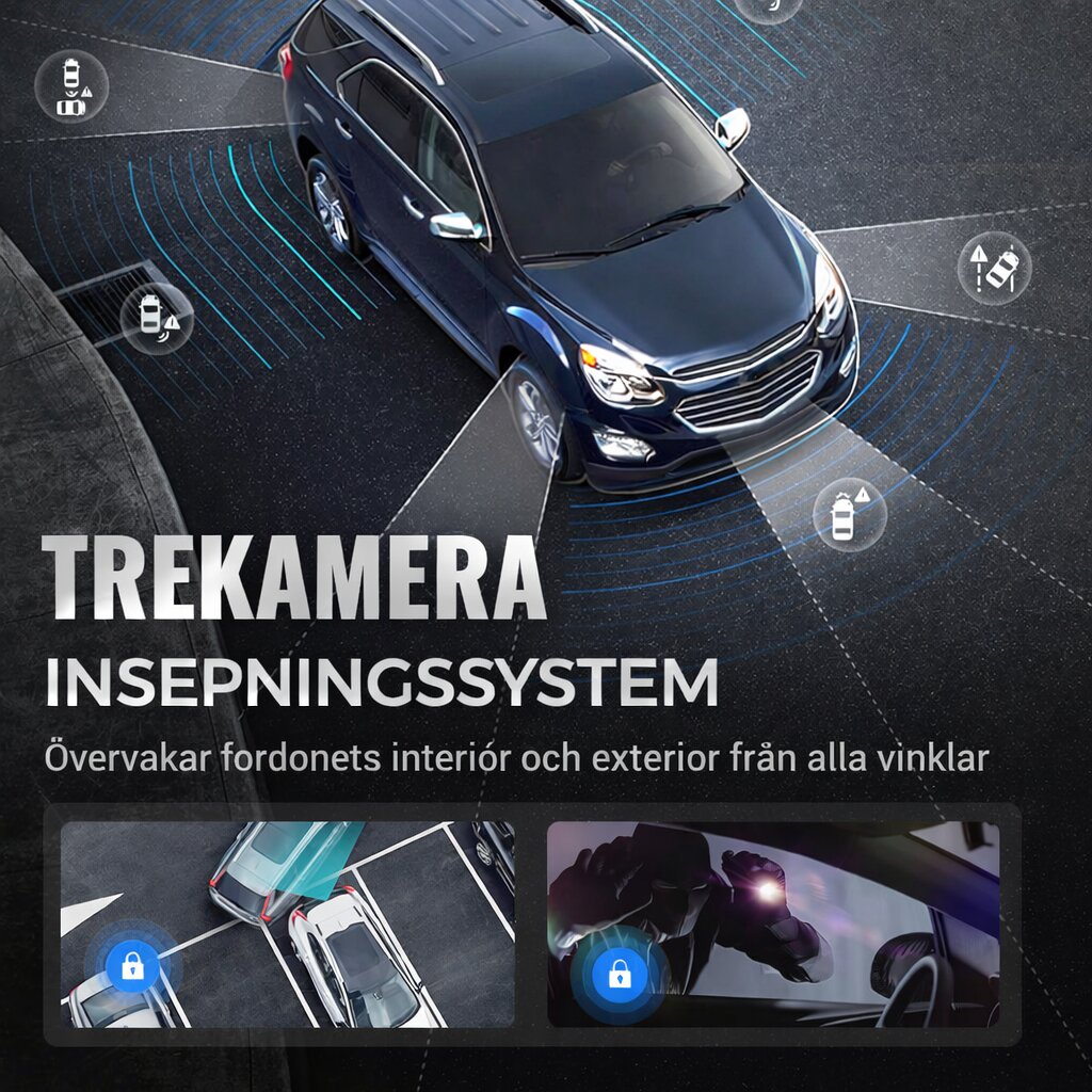 Dashcam fram och bak | Backkamera med app och nattvision | VägVakt