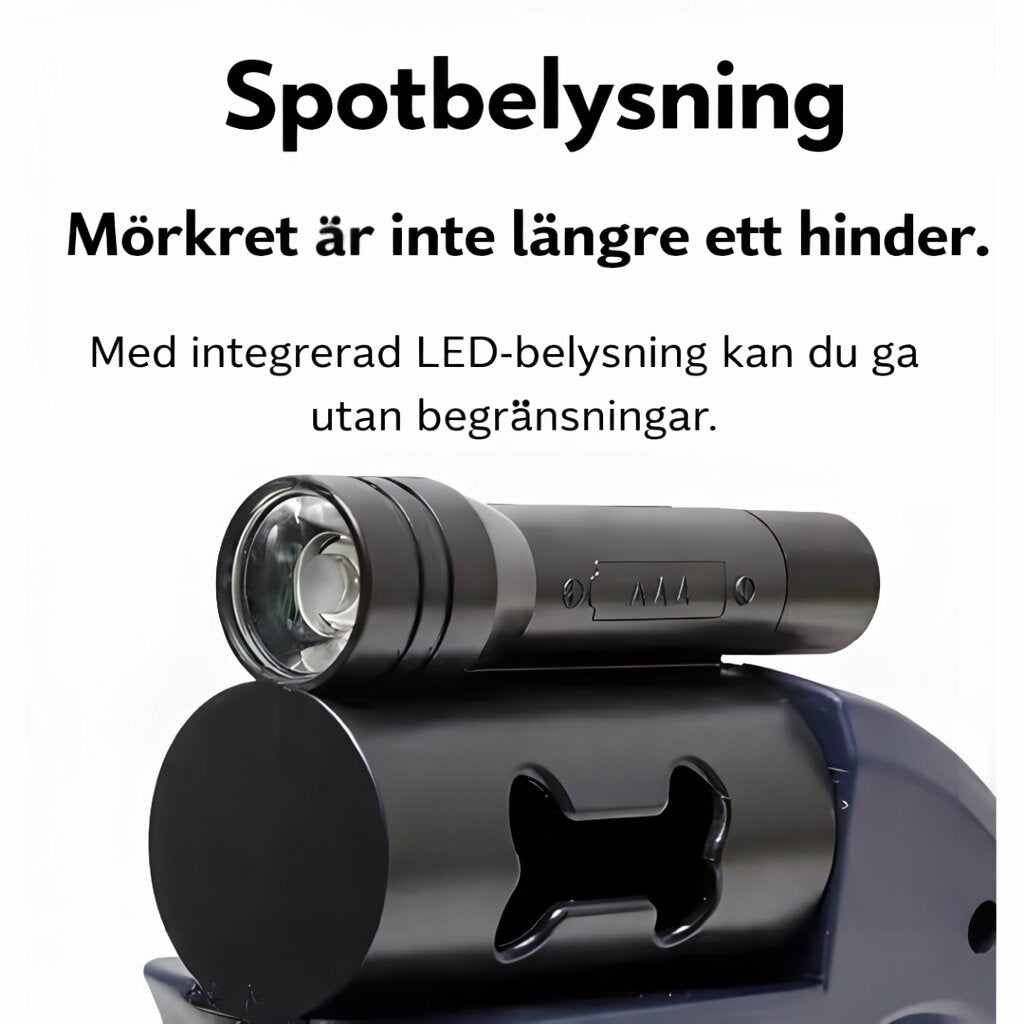 Dubbelkoppel för hund | Utdragbart hundkoppel med LED-lampa | Norrkoppel