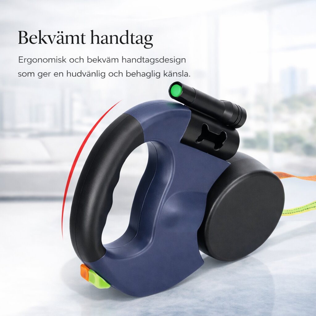 Dubbelkoppel för hund | Utdragbart hundkoppel med LED-lampa | Norrkoppel