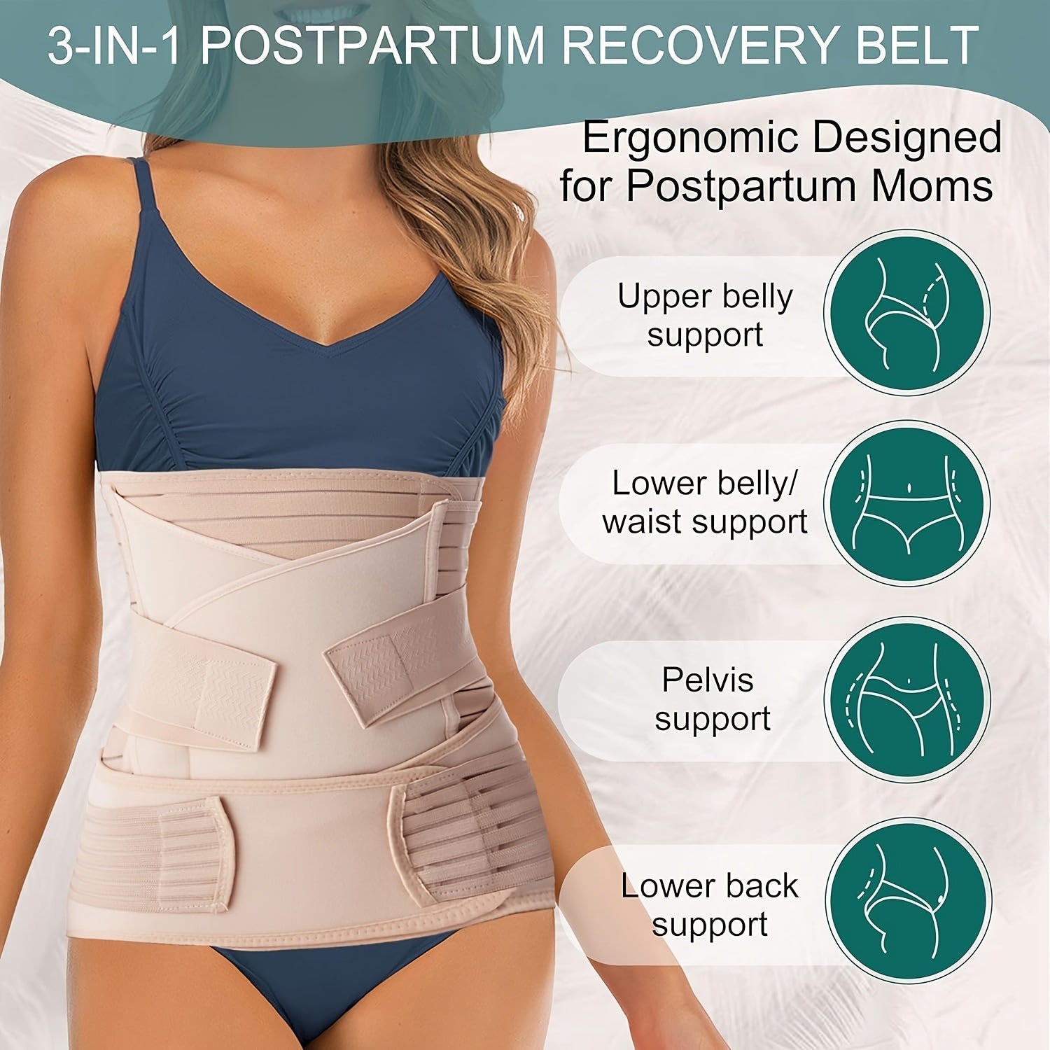 3-i-1 Postpartum Bälte – Bekväm och Justerbar Stöd för Postnatal Återhämtning