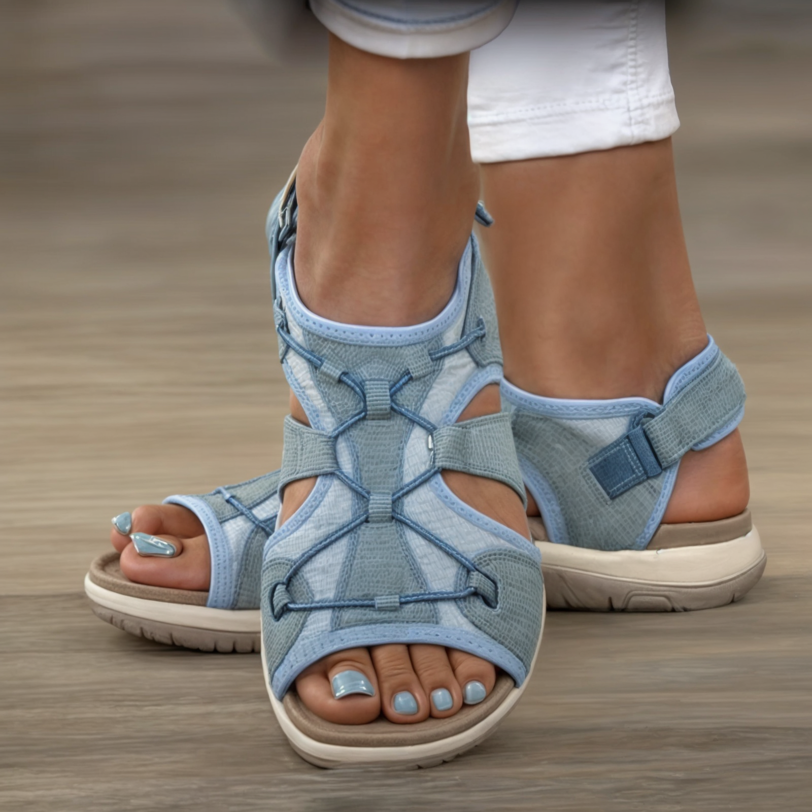 Sandaler med rund öppen tå-Shoes for Women-Hemnix-Ljusblå-35-Hemnix