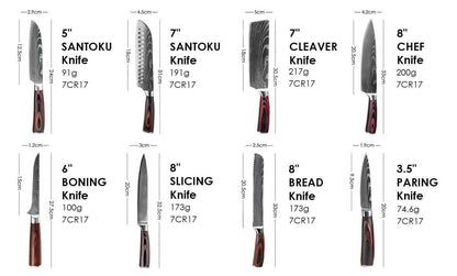 Ikigai Professionellt Knivset – Japanska Chefsknivar i Premium Rostfritt Stål Hemnix