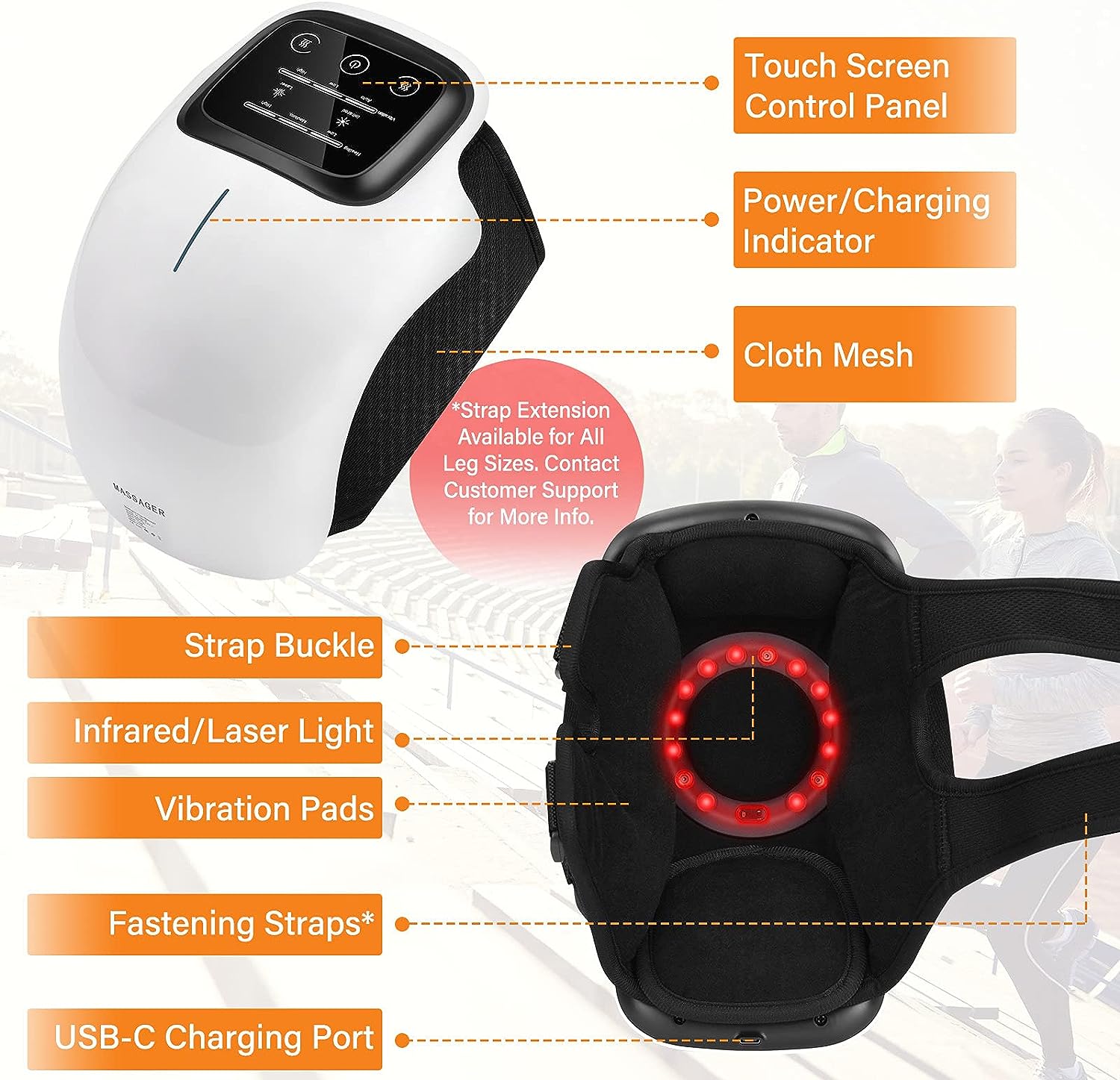 Smart Elektrisk Knä Massager Med Värme & Infraröd Terapi Carvallo