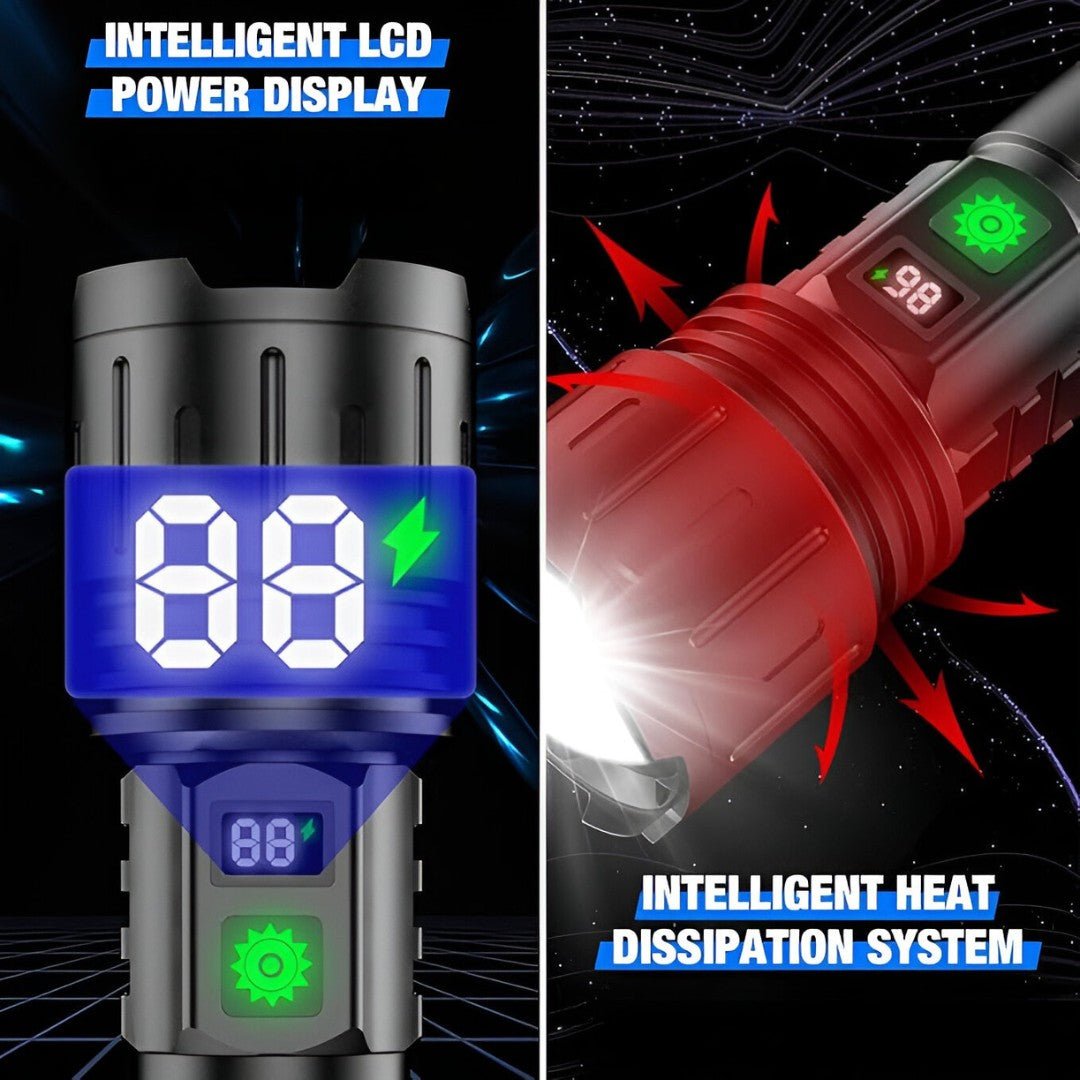 LumaBeam – 100 000 Lumen Uppladdningsbar LED-ficklampa med Power Bank