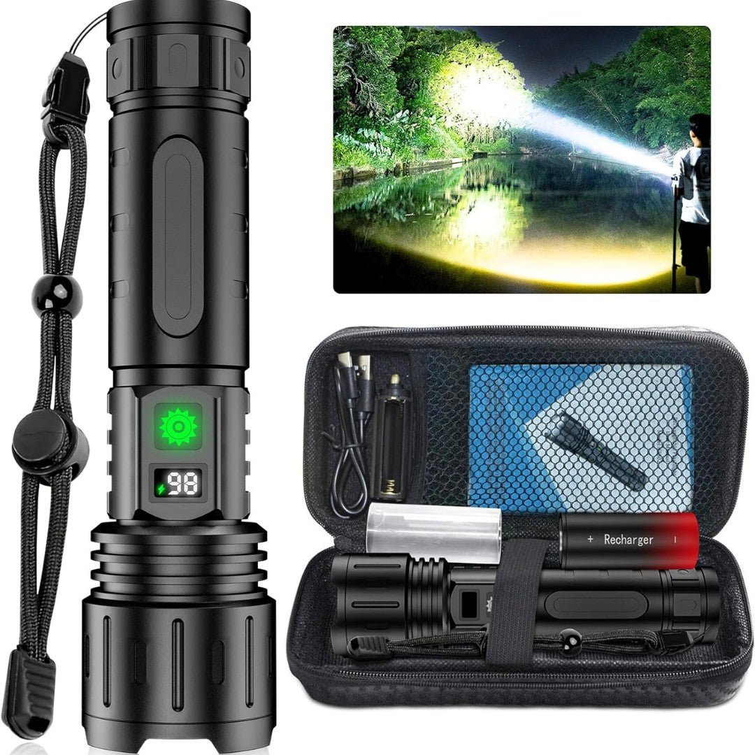 LumaBeam – 100 000 Lumen Uppladdningsbar LED-ficklampa med Power Bank