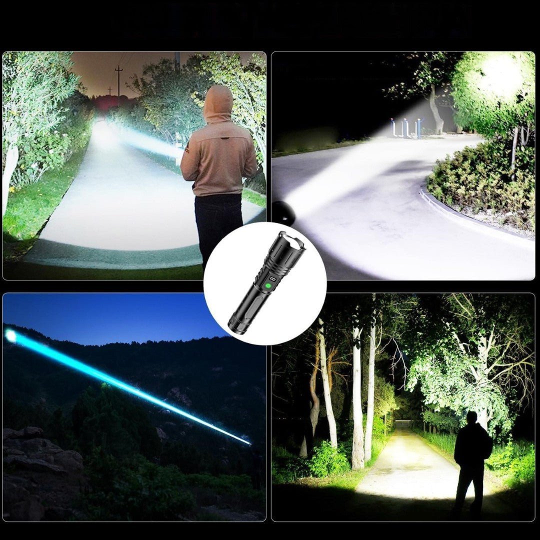 LumaBeam – 100 000 Lumen Uppladdningsbar LED-ficklampa med Power Bank